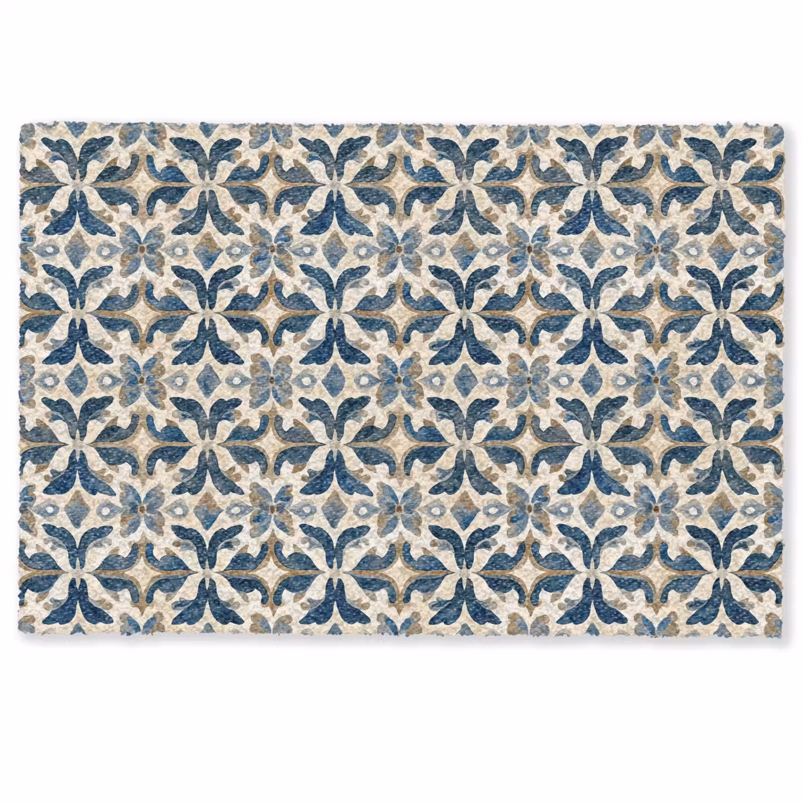 Fußmatte - Fliese - Muster - Blau - Beige — 1