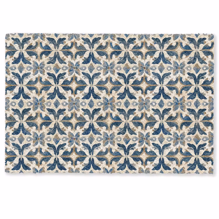 Fußmatte - Fliese - Muster - Blau - Beige — 1