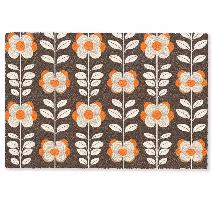 Fußmatte - Blumen - Retro - Braun — 1
