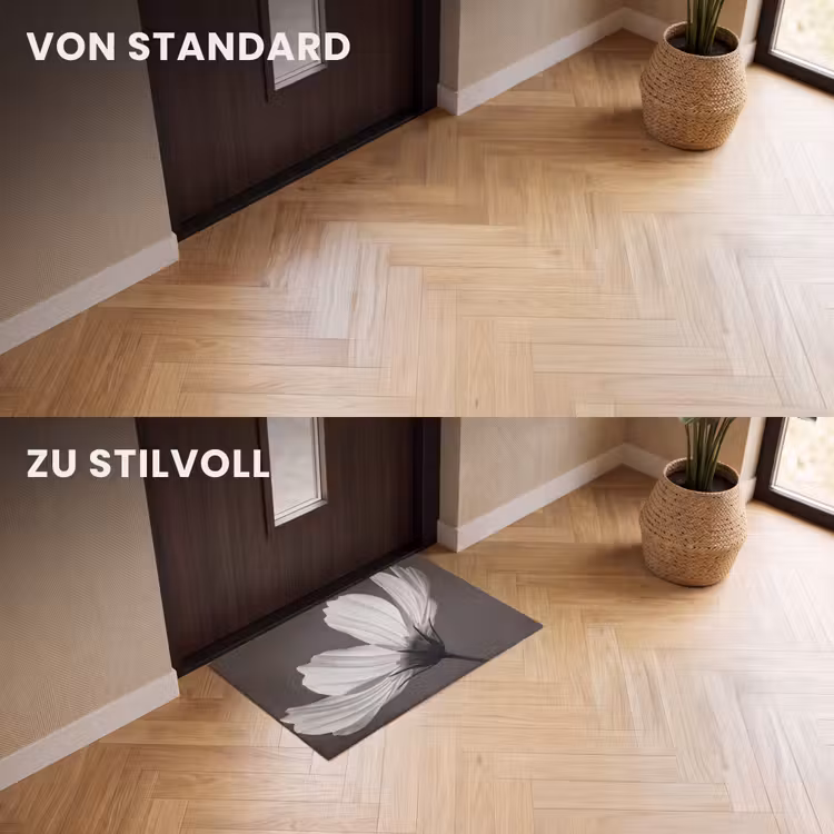 Fußmatte - Blume - Minimalistisch - Schwarz - Weiß — 3