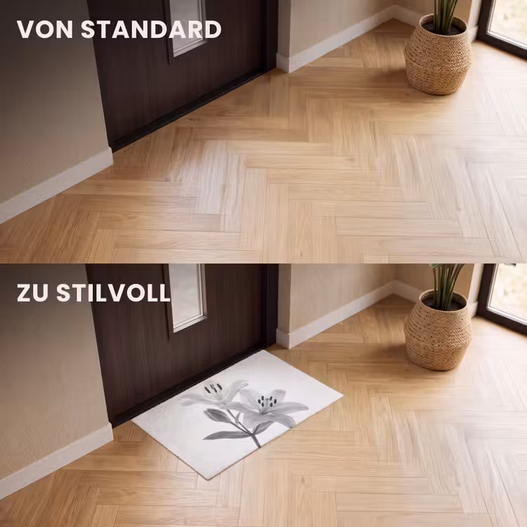 Fußmatte - Lilien - Elegant - Schwarz - Weiß — 3