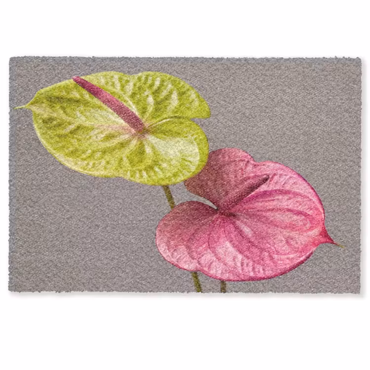 Fußmatte - Pflanzen - Anthurium - Grün - Rosa — 1