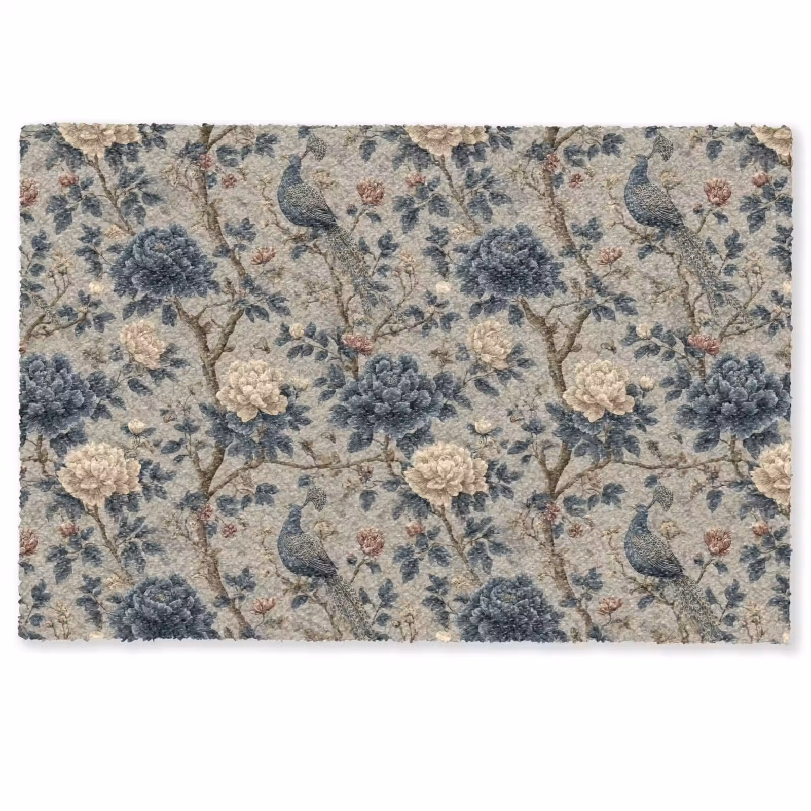 Fußmatte - Pfau - Blumen - Blau — 1