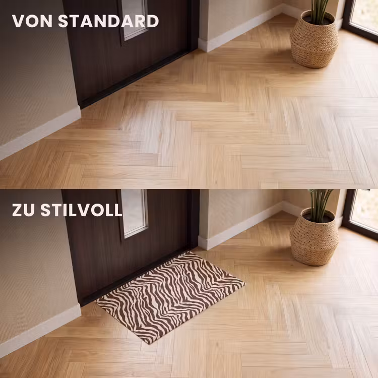 Fußmatte - Zebra - Muster - Schwarz - Weiß — 3