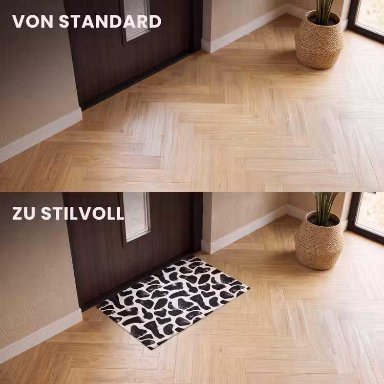 Fußmatte - Tiermuster - Flecken - Schwarz - Weiß — 3