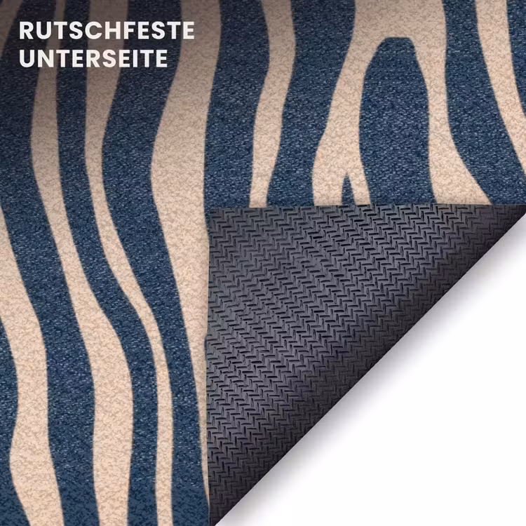 Fußmatte - Zebra - Muster - Blau - Beige — 6