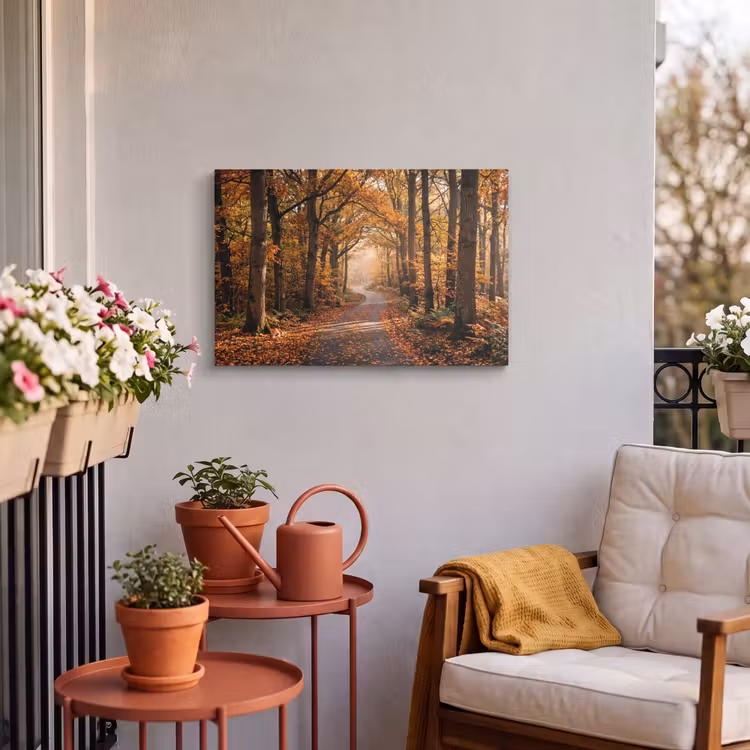 Outdoor Leinwand - Waldweg - Herbstwald - Blätter - Orange - Nostalgisch — 3