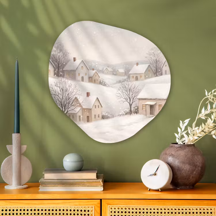 Glasbild Organische Form - Dorf – Winter – Schnee — 2