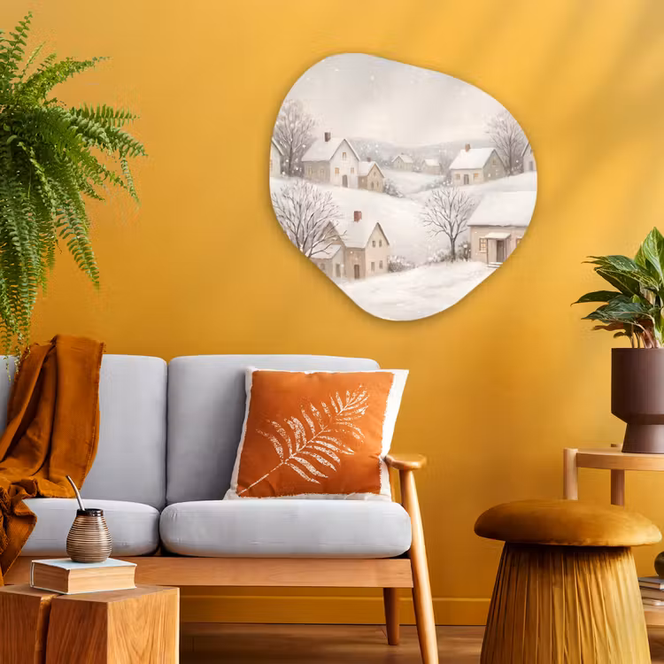 Glasbild Organische Form - Dorf – Winter – Schnee — 3