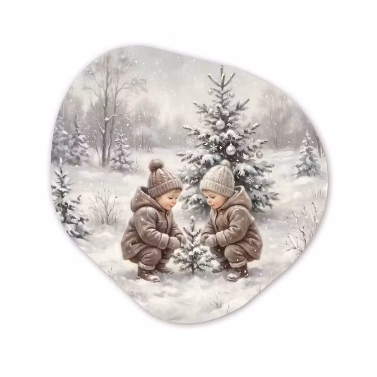 Glasbild Organische Form - Kind – Schnee – Winter — 1