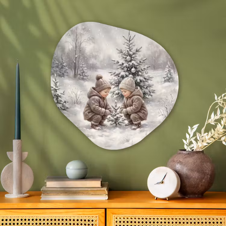 Glasbild Organische Form - Kind – Schnee – Winter — 2
