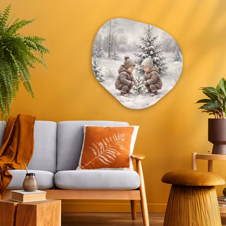 Glasbild Organische Form - Kind – Schnee – Winter — 3