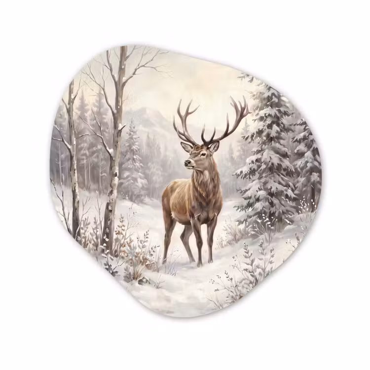 Glasbild Organische Form - Tier – Wald – Schnee — 1
