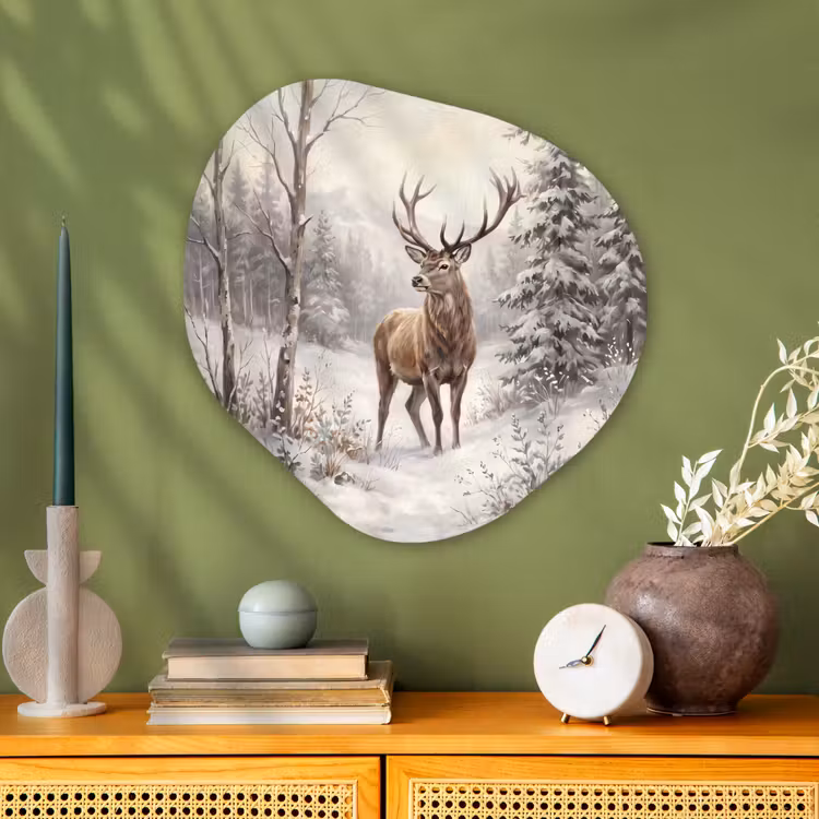 Glasbild Organische Form - Tier – Wald – Schnee — 2