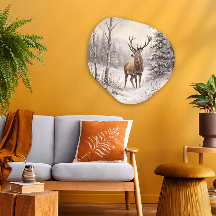 Glasbild Organische Form - Tier – Wald – Schnee — 3