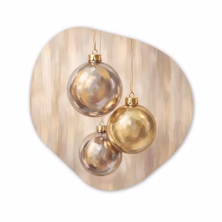 Glasbild Organische Form - Weihnachtskugel Gold Silber — 1
