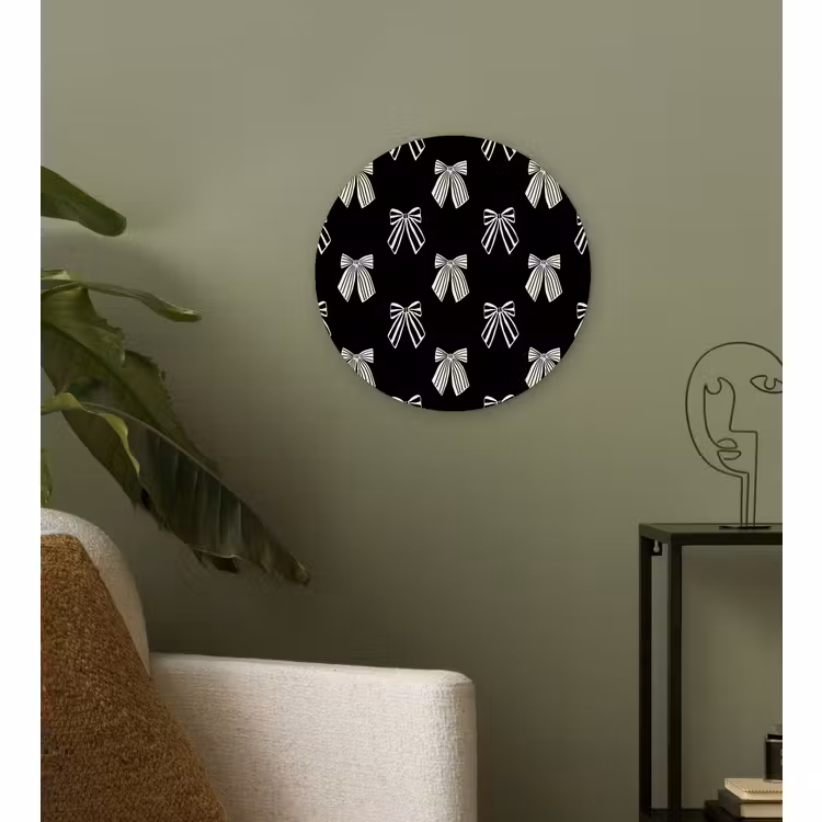 Glasbild Rund - Schleifen – Weihnachten – Creme – Schwarz — 3