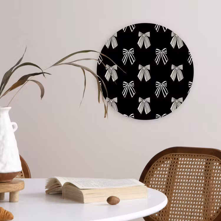 Glasbild Rund - Schleifen – Weihnachten – Creme – Schwarz — 4