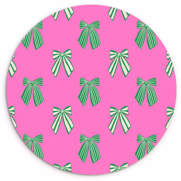 Glasbild Rund - Schleifen – Weihnachten – Neon – Rosa – Grün — 1