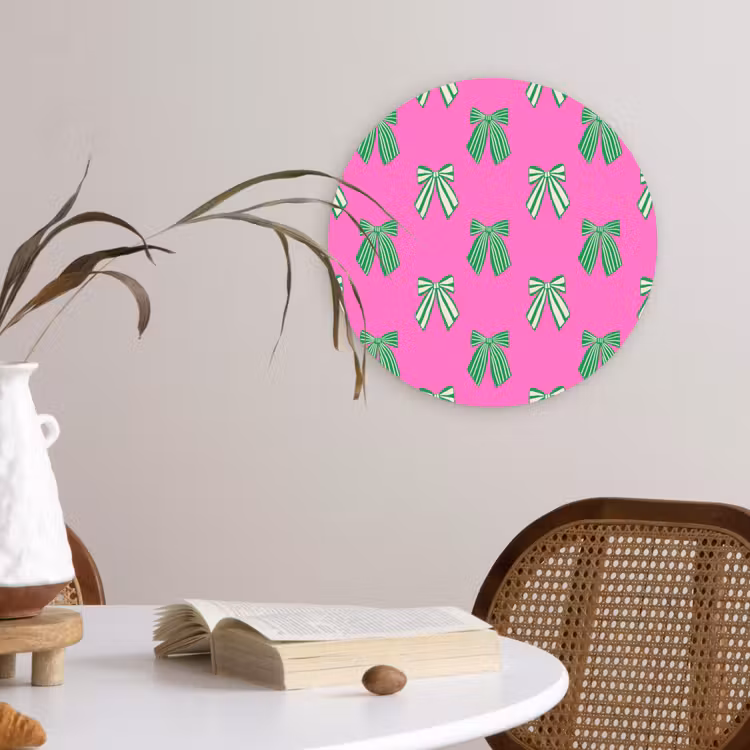 Glasbild Rund - Schleifen – Weihnachten – Neon – Rosa – Grün — 4