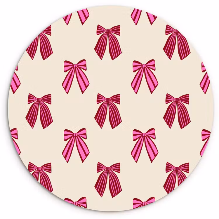 Glasbild Rund - Schleifen – Weihnachten – Rosa – Cremefarben — 1