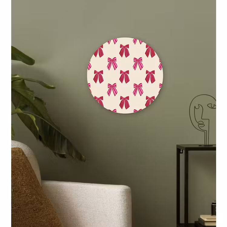 Glasbild Rund - Schleifen – Weihnachten – Rosa – Cremefarben — 3