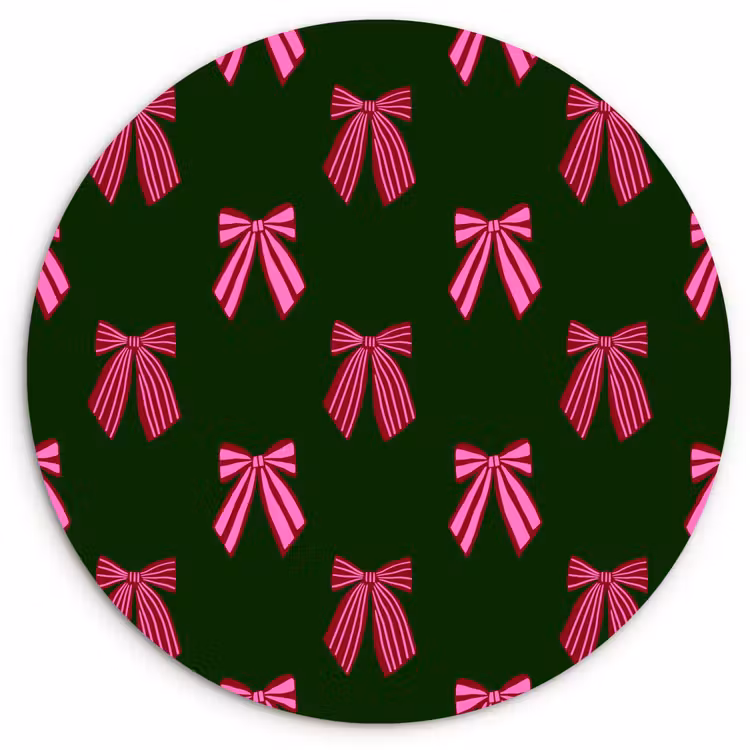 Glasbild Rund - Schleifen – Weihnachten – Rosa – Grün — 1