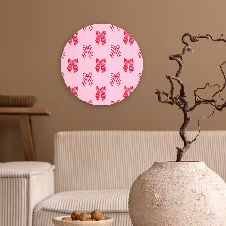 Glasbild Rund - Schleifen – Weihnachten – Rosa – Rot — 2