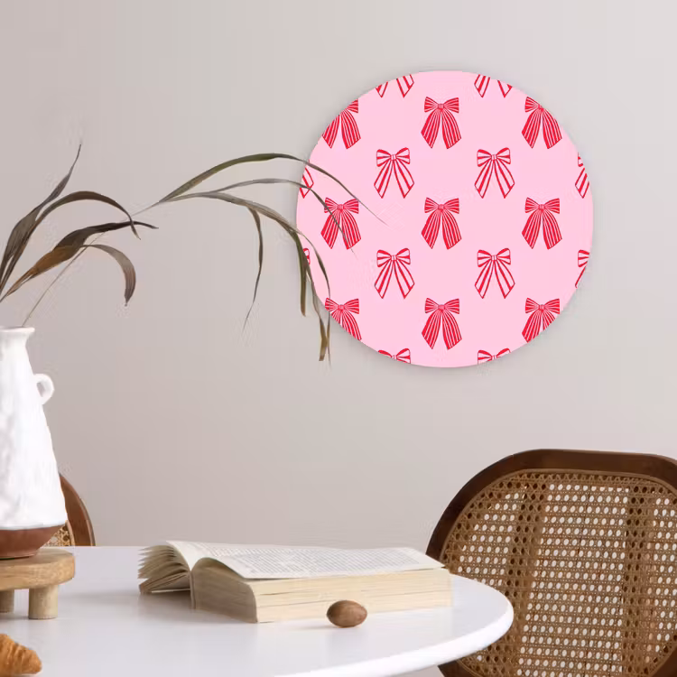Glasbild Rund - Schleifen – Weihnachten – Rosa – Rot — 4