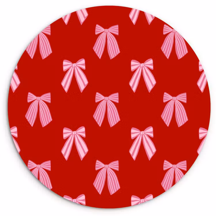 Glasbild Rund - Schleifen – Weihnachten – Rot – Rosa — 1