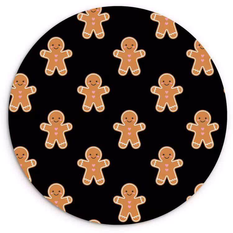 Glasbild Rund - Lebkuchen – Weihnachten – Schwarz — 1