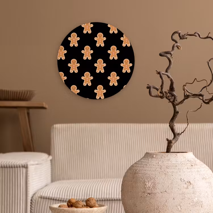 Glasbild Rund - Lebkuchen – Weihnachten – Schwarz — 2