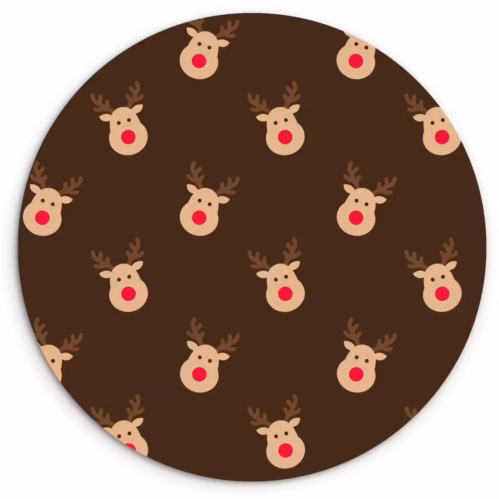 Glasbild Rund - Rentiere – Weihnachten – Braun — 1