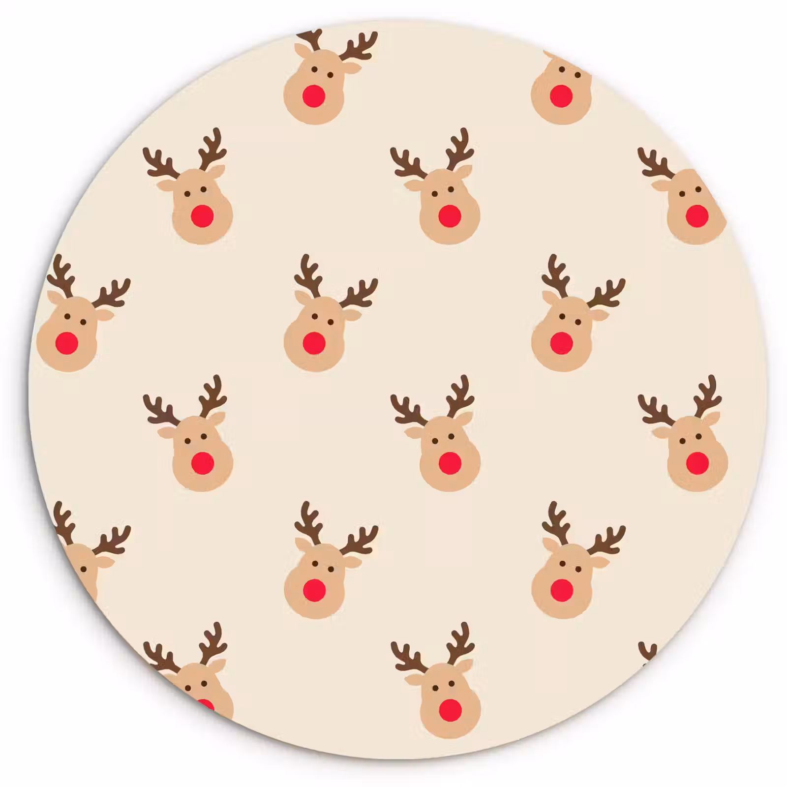 Glasbild Rund - Rentiere – Weihnachten – Creme — 1