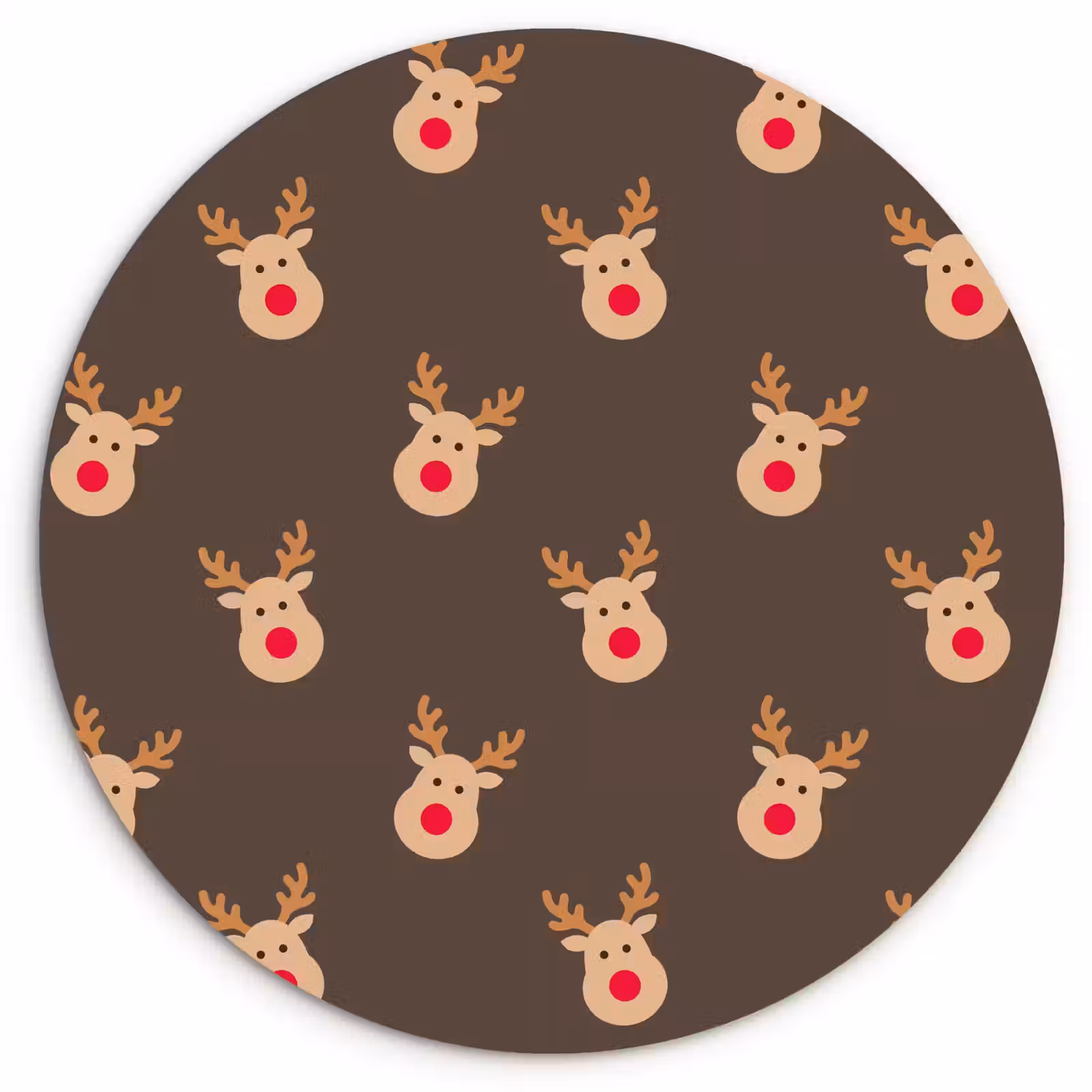 Glasbild Rund - Weihnachten – Rentiere – Braun — 1