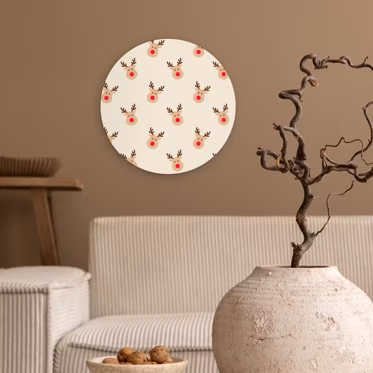 Glasbild Rund - Rentiere – Weihnachten – Creme — 2