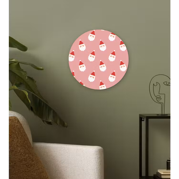 Glasbild Rund - Weihnachten – Weihnachtsmann – Rosa — 3