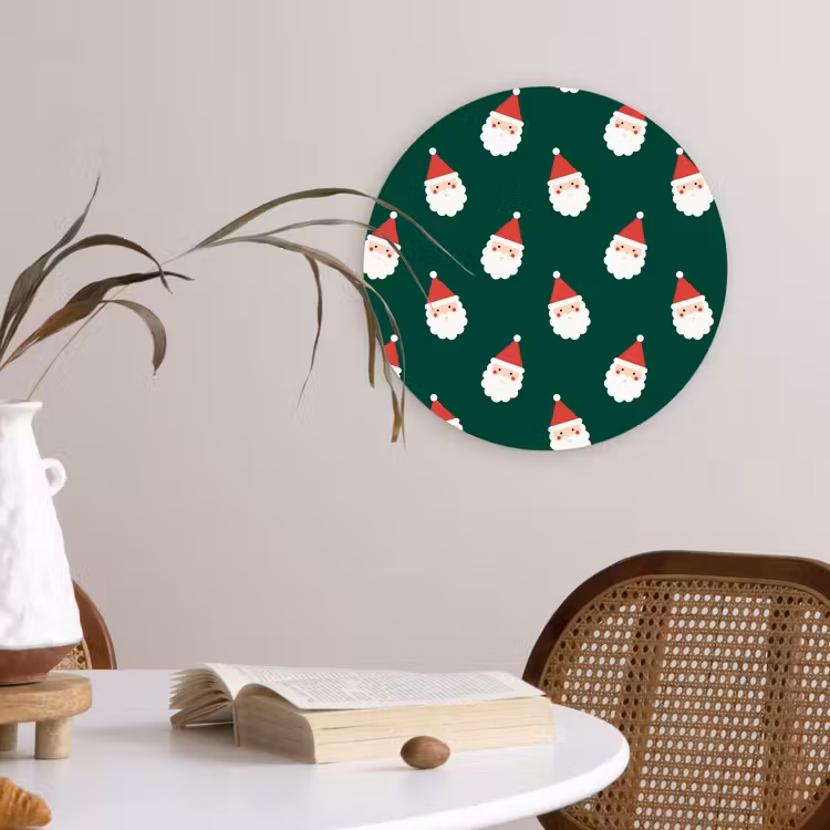Glasbild Rund - Weihnachtsmann – Weihnachten – Grün — 4