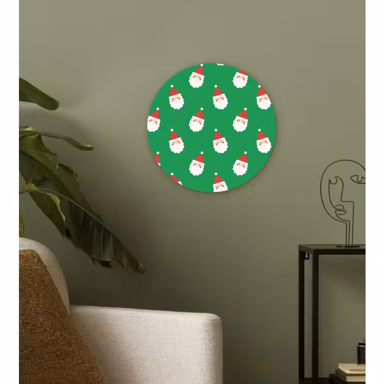 Glasbild Rund - Weihnachtsmann – Weihnachten – Neon – Grün — 3