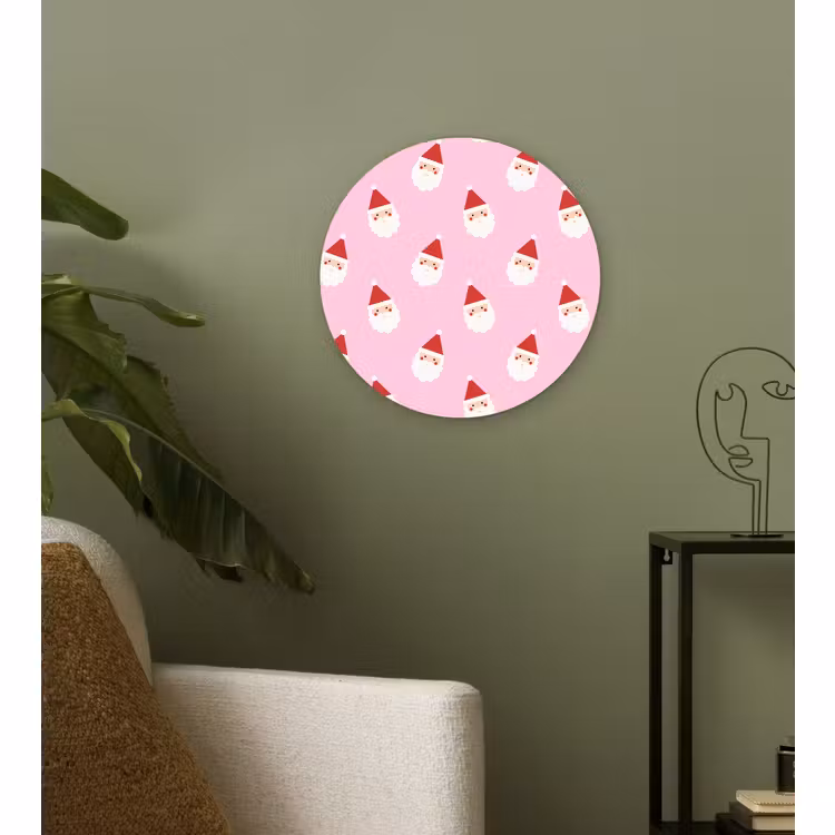 Glasbild Rund - Weihnachtsmann – Weihnachten – Rosa — 3