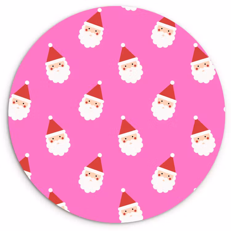 Glasbild Rund - Weihnachtsmann – Weihnachten – Rosa – Rot — 1