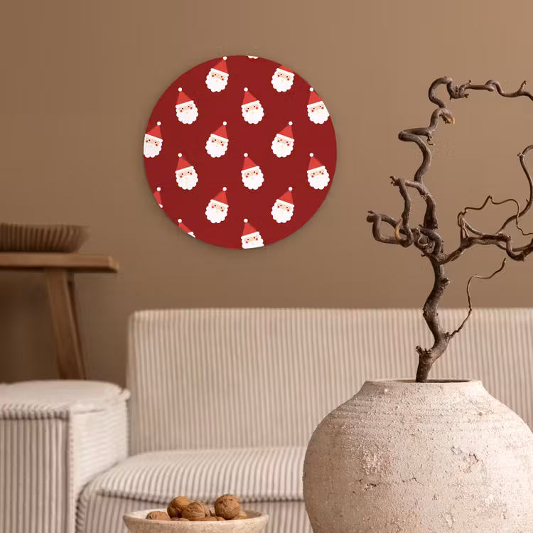 Glasbild Rund - Weihnachtsmann – Weihnachten – Rot — 2