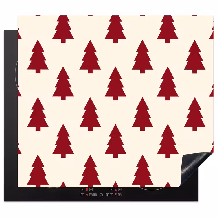 Herdabdeckplatte - Weihnachtsbaum – Creme – Rot — 1
