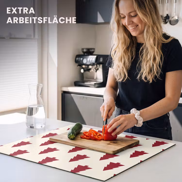 Herdabdeckplatte - Weihnachtsbaum – Creme – Rot — 4