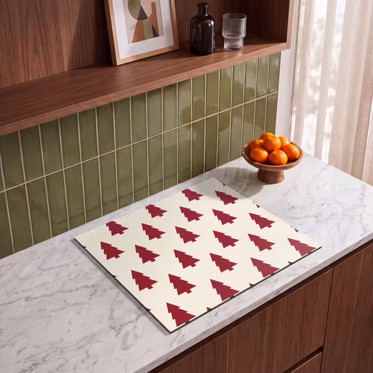 Herdabdeckplatte - Weihnachtsbaum – Creme – Rot — 8