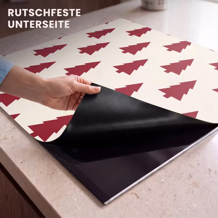 Herdabdeckplatte - Weihnachtsbaum – Creme – Rot — 9