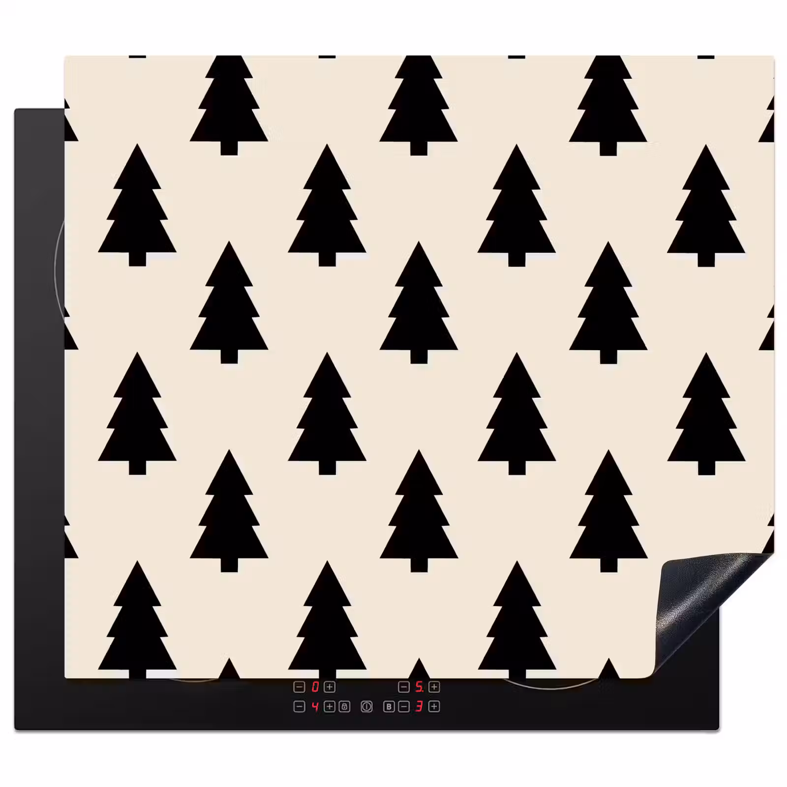Herdabdeckplatte - Weihnachtsbaum – Weiß – Schwarz — 1