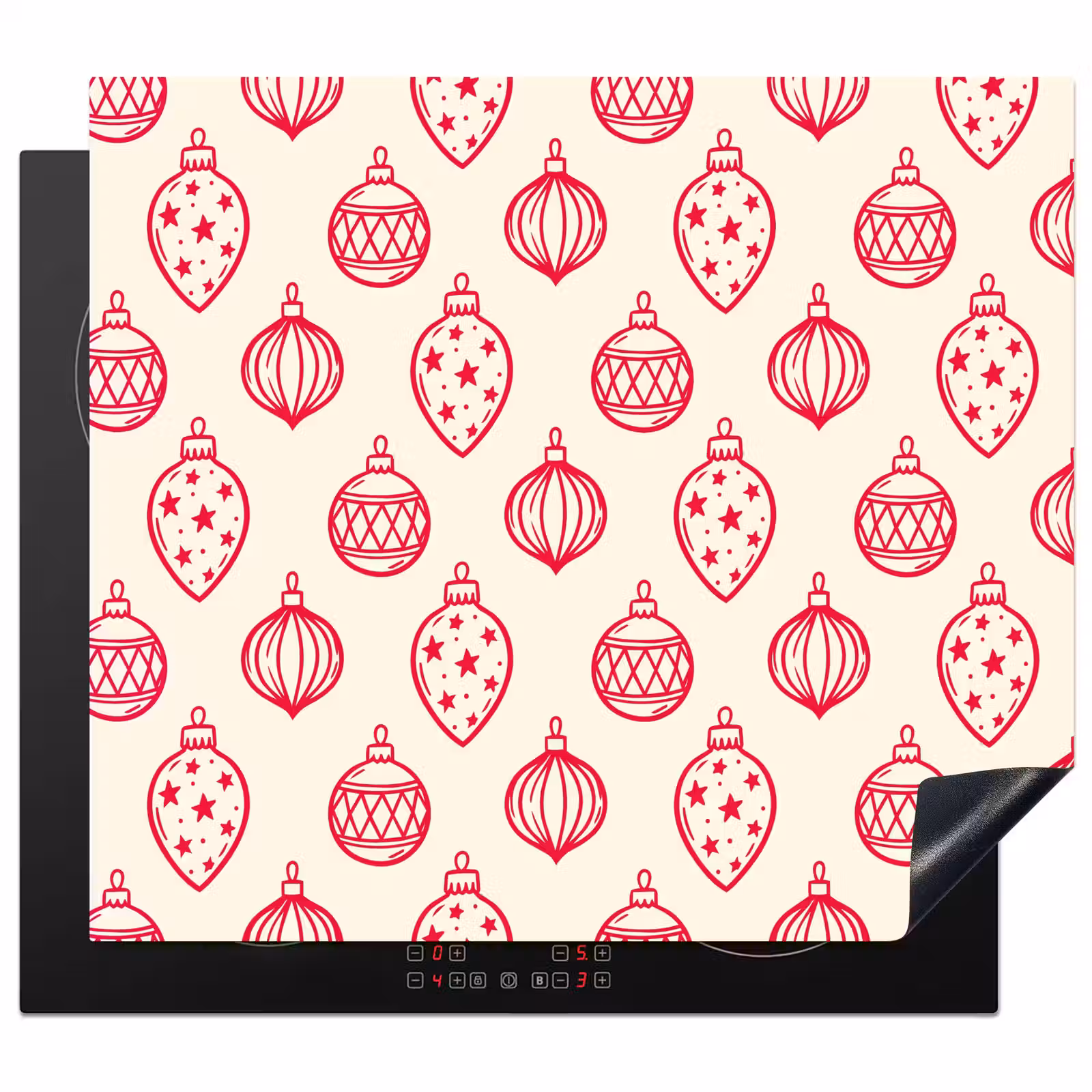 Herdabdeckplatte - Weihnachtskugel – Creme – Rot — 1