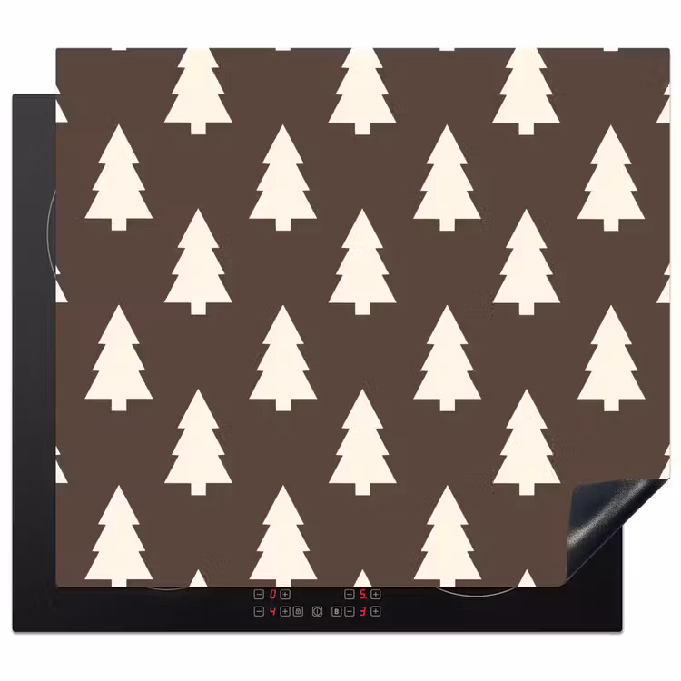 Herdabdeckplatte - Weihnachtsbaum – Grau – Cremefarben — 1