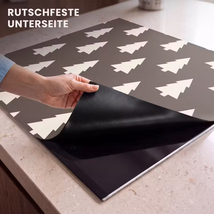 Herdabdeckplatte - Weihnachtsbaum – Grau – Cremefarben — 9